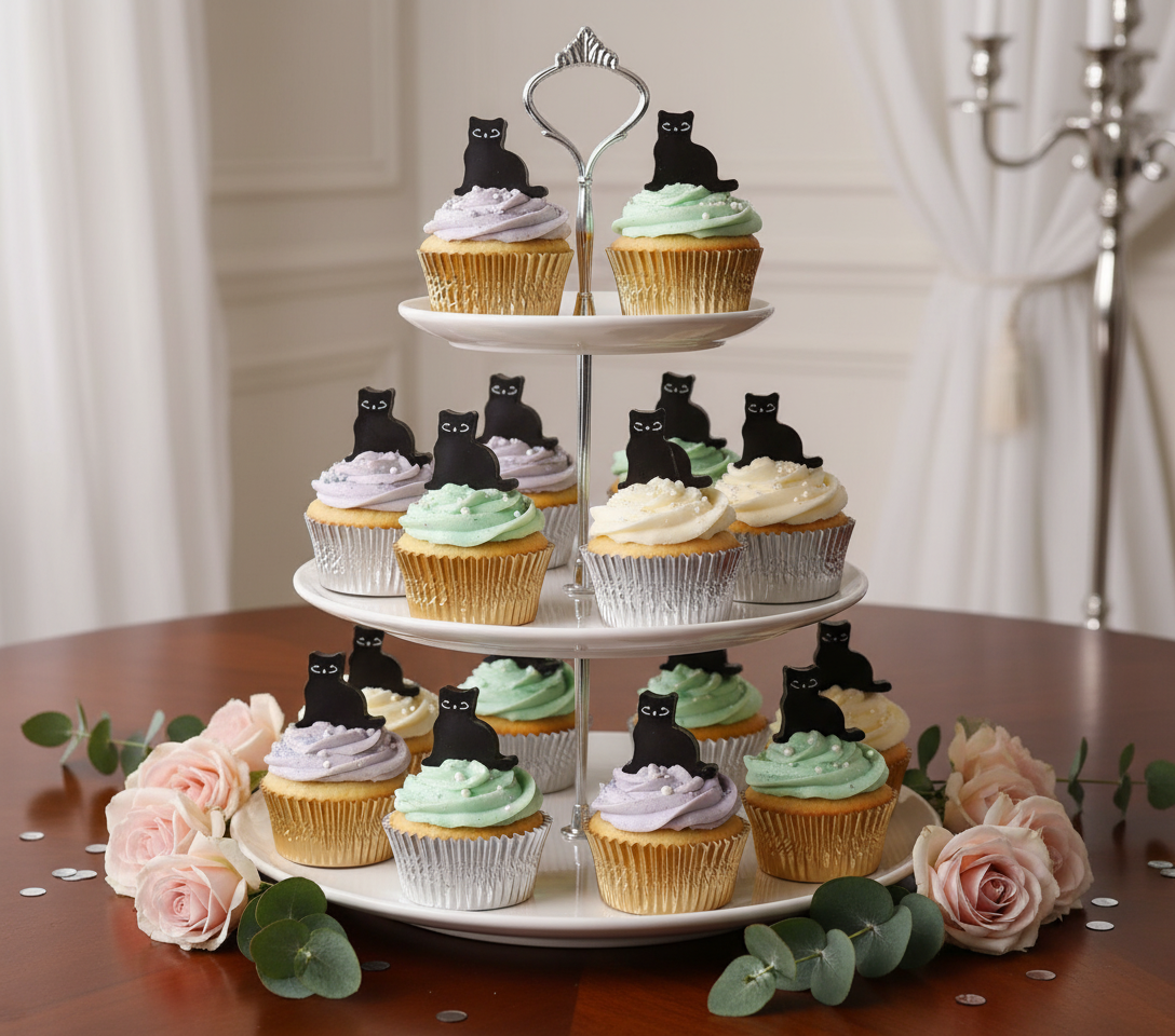 Black Chocolate Cats Cupcake Toppers