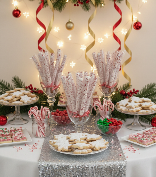 Candy Cane Pretzel Rods Party Display