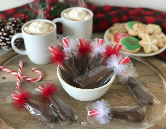 Chocolate Dipped Candy Cane Spoons Holiday Display