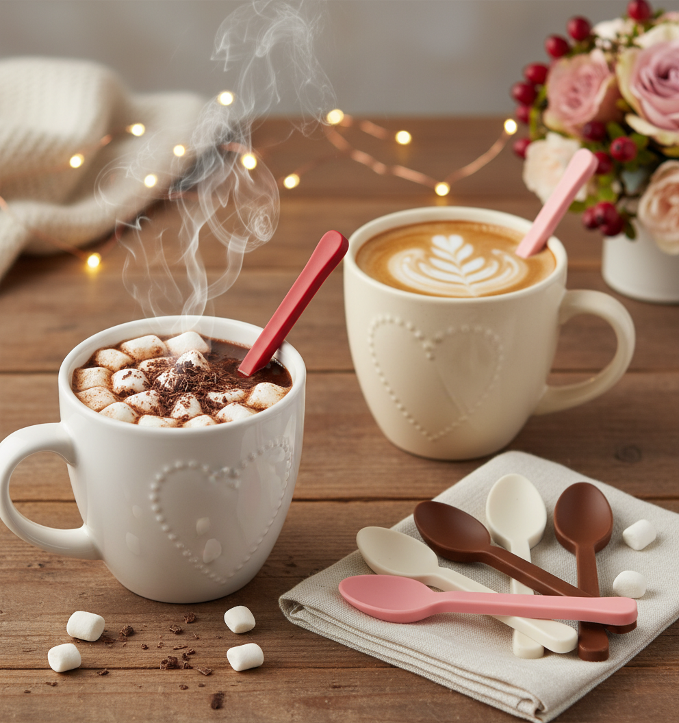 Chocolate Spoons - Pink Red White Brown