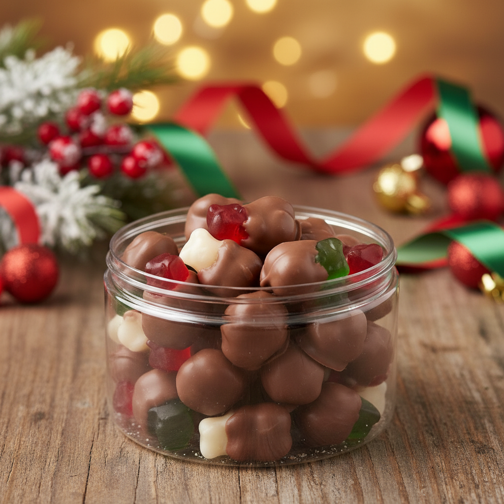 Christmas Chocolate Dipped Gummy Bears Party