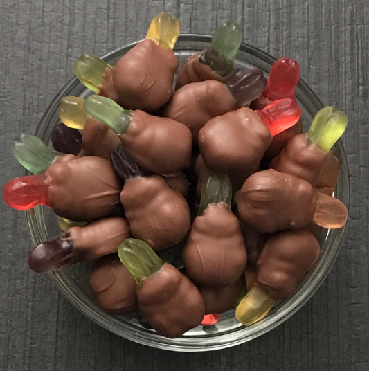 Easter Chocolate Dipped Gummy Bunnies in Gormet Coverture Milk Chocolate | Bunny Rabbits | Muddy Bunnies | Easter Baskets | Easter Egg Hunt