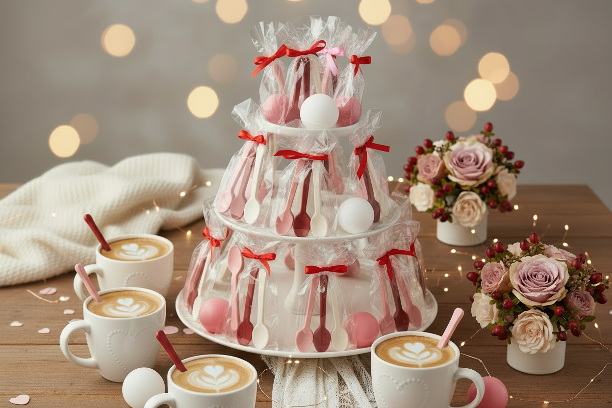 Red White Pink Chocolate Spoons Party