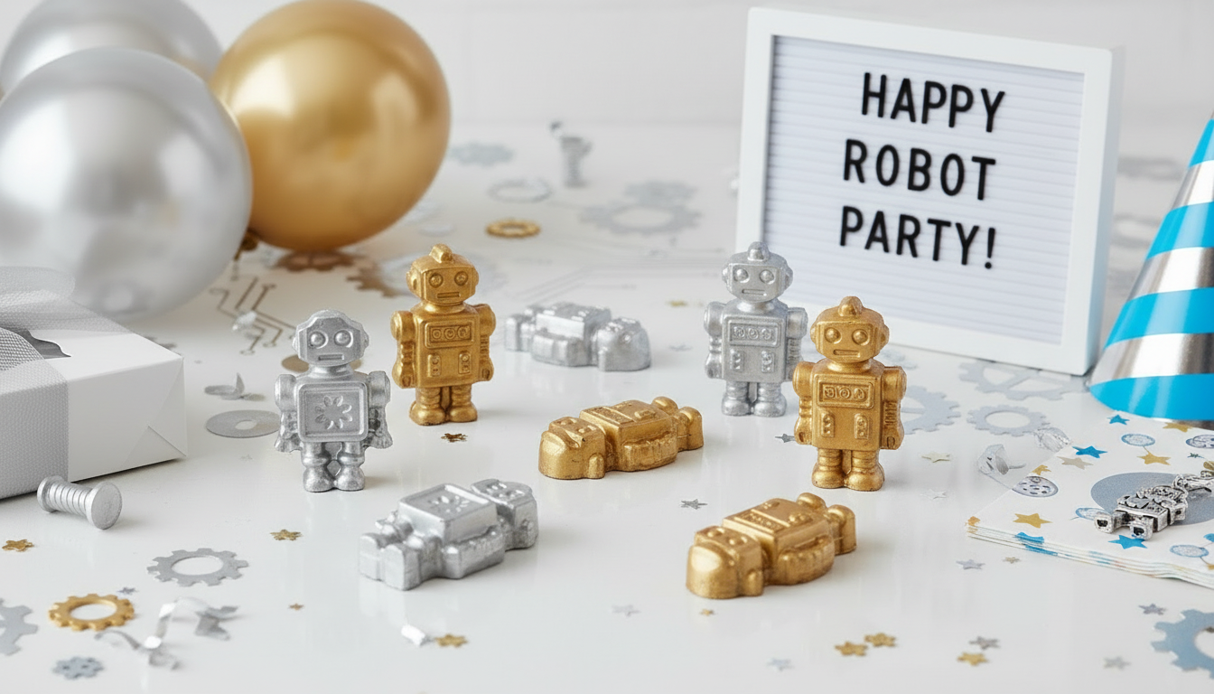 Silver and Gold Chocolate Robots - Variation 3