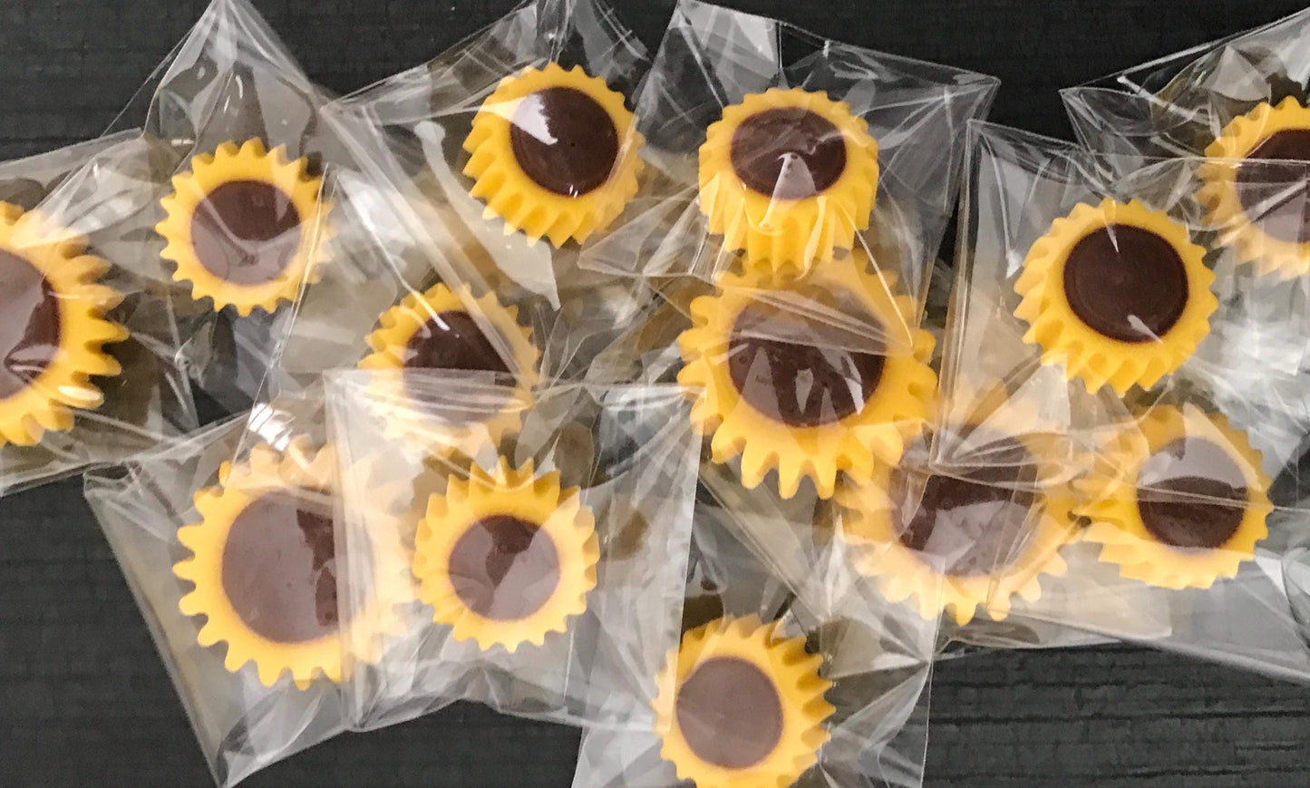Chocolate Sunflowers 12 Pack - Fall Cake Toppers & Party Favors