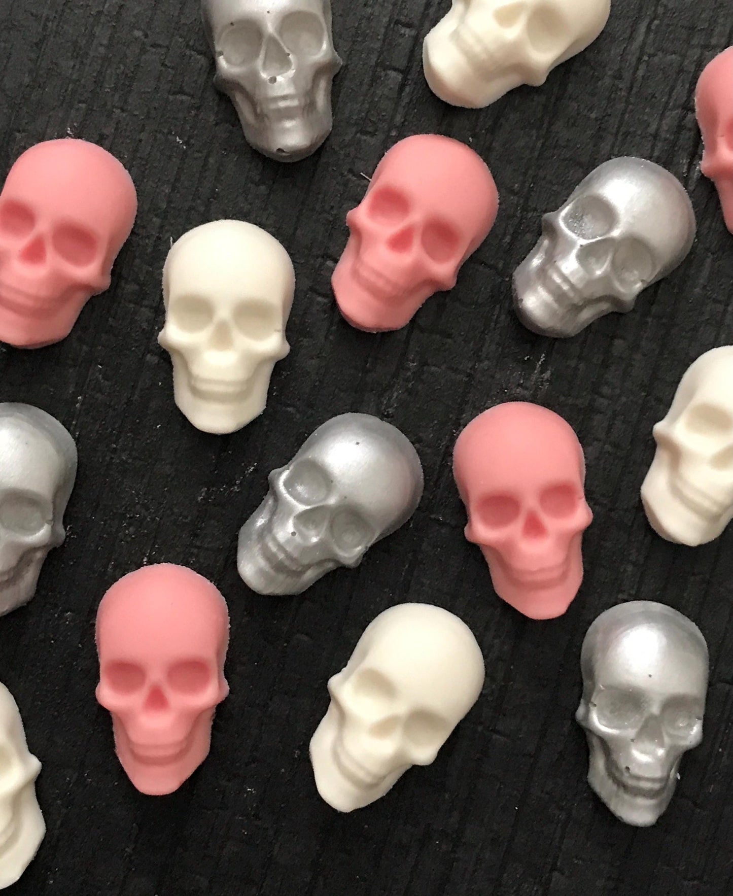 Pink, White & Silver Chocolate Skulls