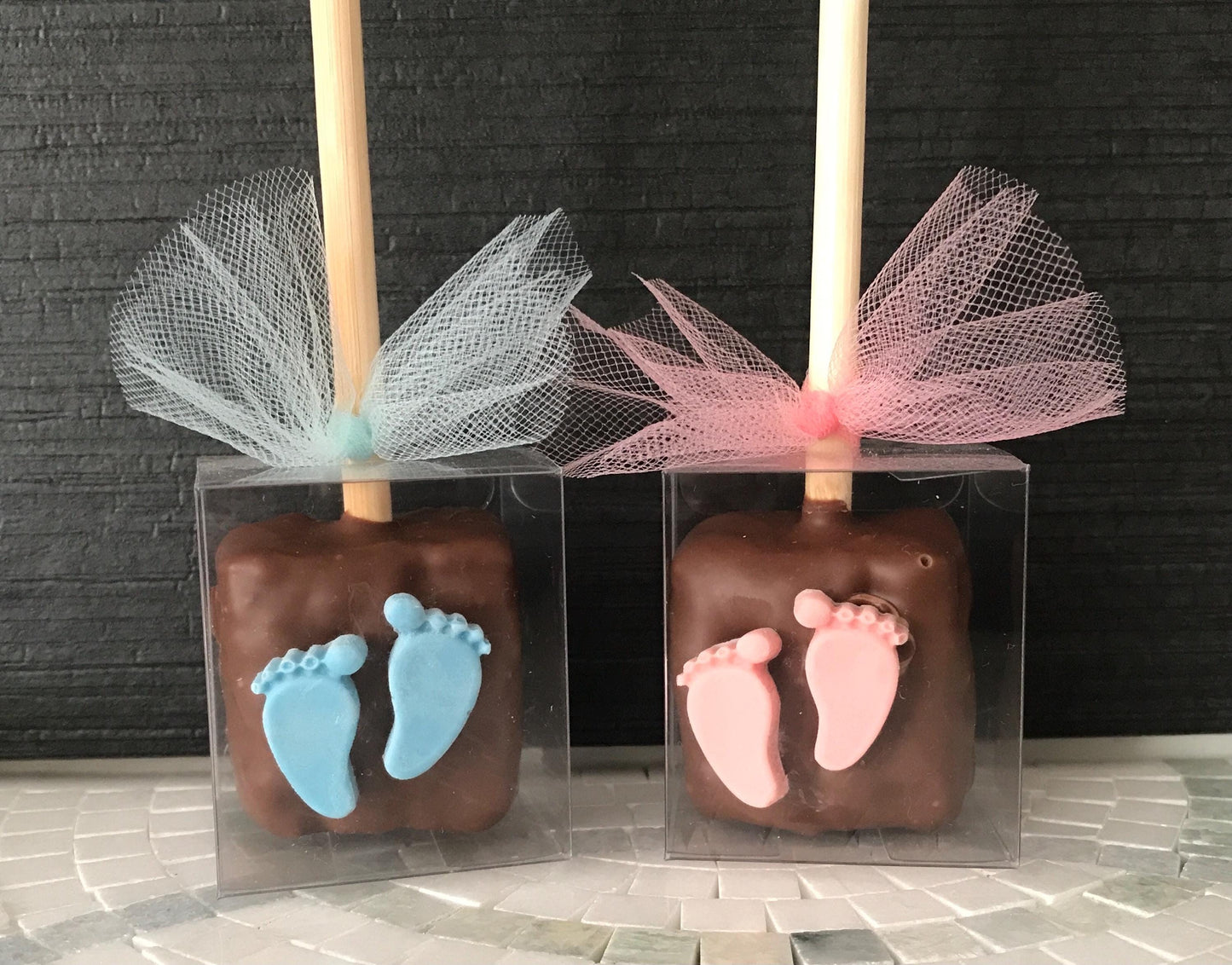 Baby Shower Rice Krispie Pops - Custom Chocolate Party Favors