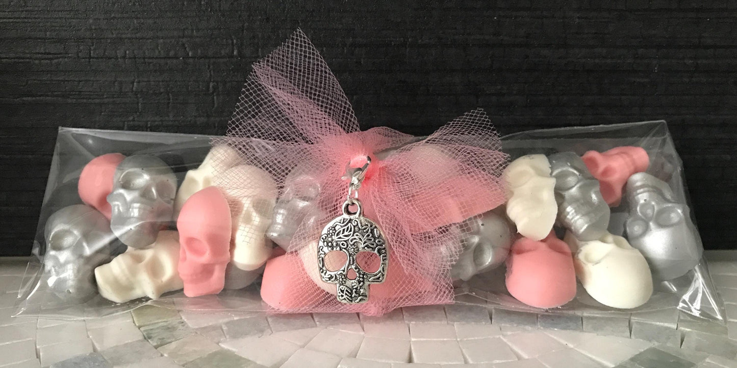Pink, White & Silver Chocolate Skulls