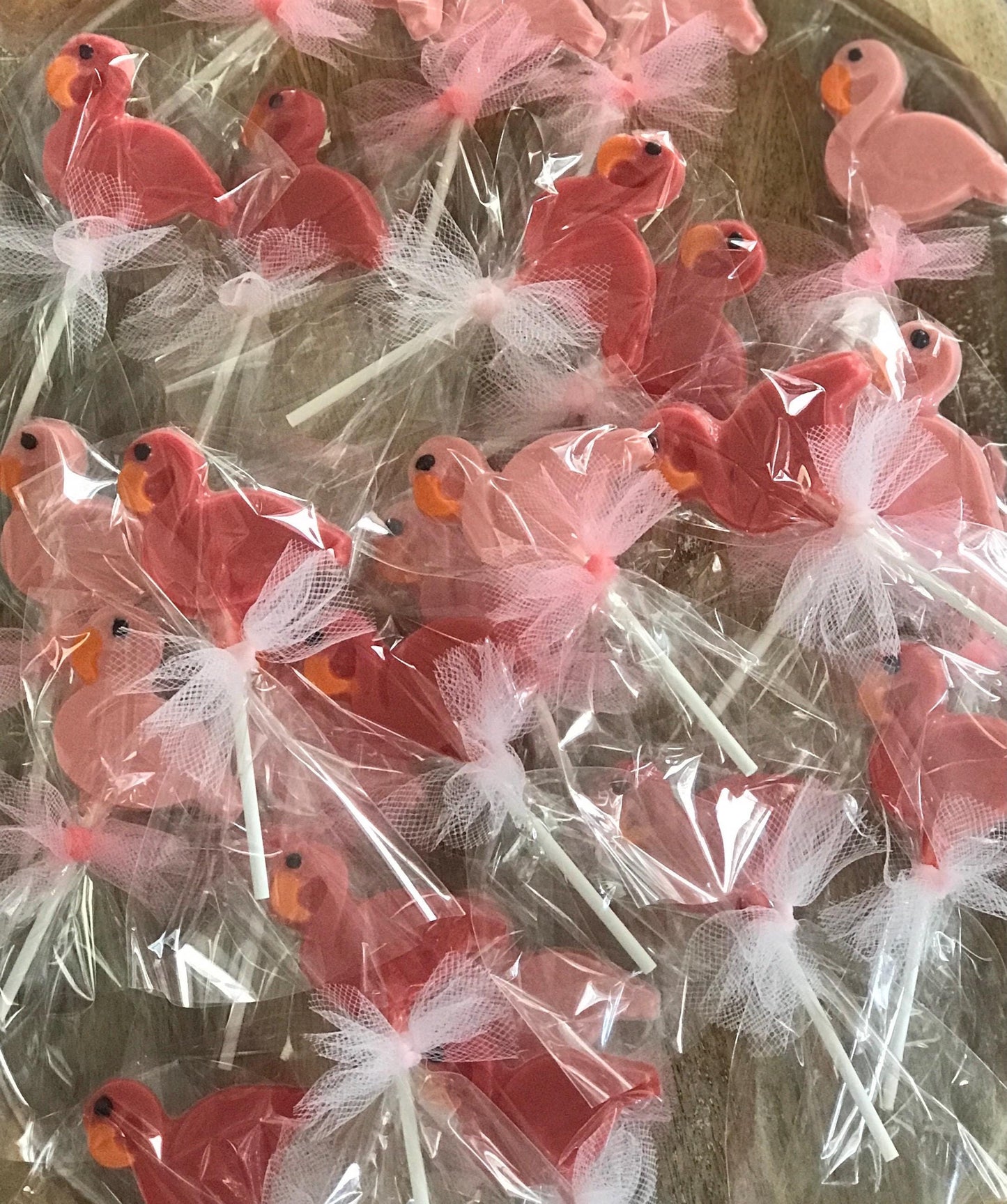Chocolate Flamingo Suckers 8 Pack - Tropical Party Favors