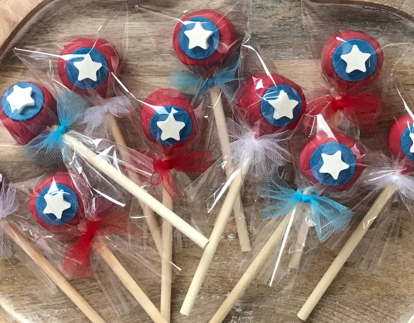 America Shield Marshmallow Pops - Patriotic Party Treats