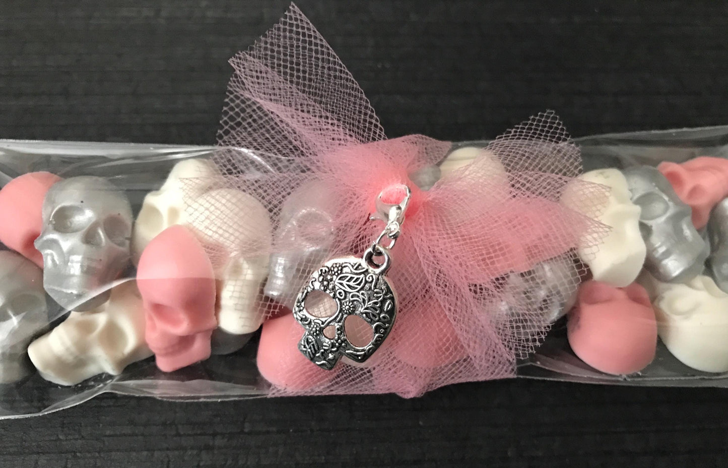 Pink, White & Silver Chocolate Skulls