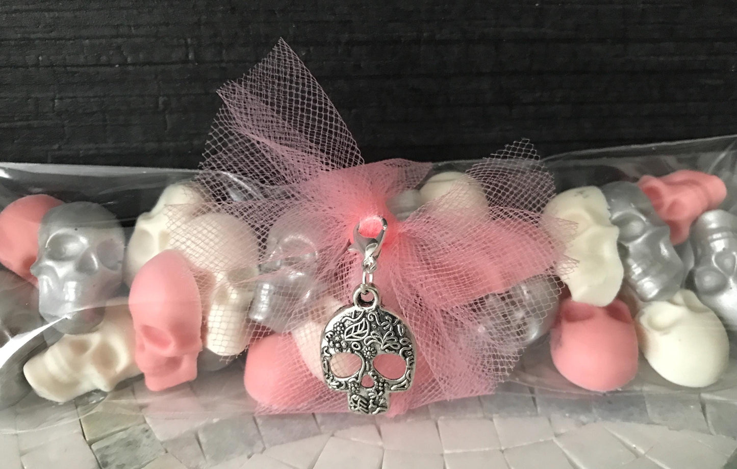 Pink, White & Silver Chocolate Skulls