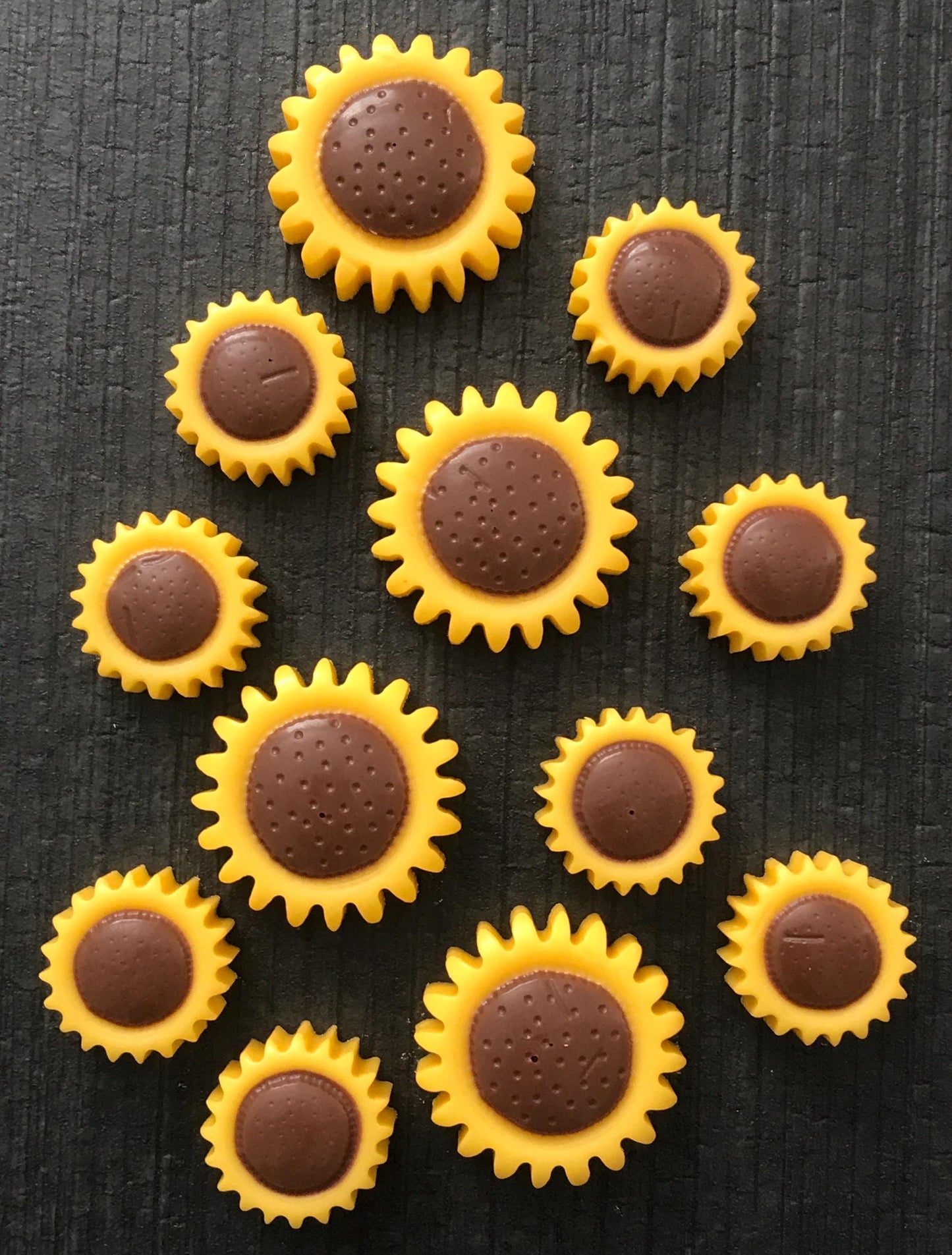 Chocolate Sunflowers 12 Pack - Fall Cake Toppers & Party Favors