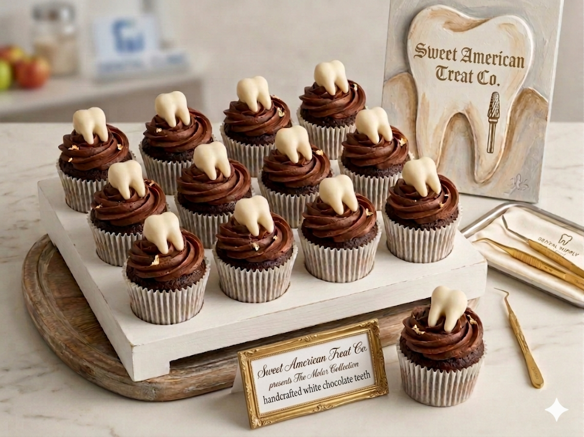 Chocolate Teeth | Bag of 32 Individually Wrapped White Chocolate Teeth | Teeth Cupcake Toppers | Chocolate Molars Gift