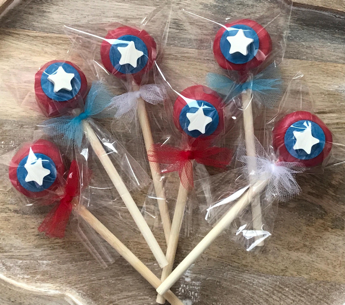 America Shield Marshmallow Pops - Patriotic Party Treats