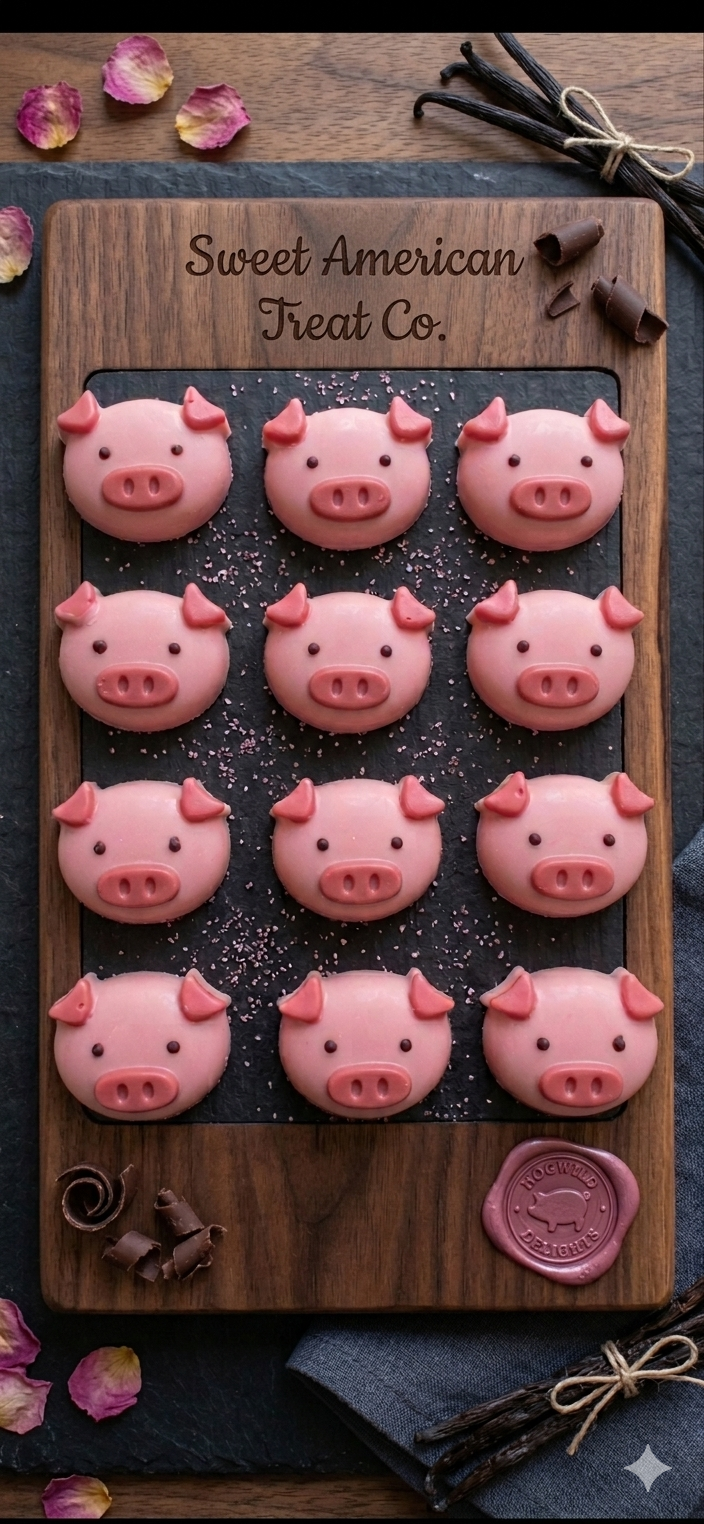 Chocolate Pigs - 12 Pink Pig Cupcake Toppers & Candy Pig Heads Gift Box