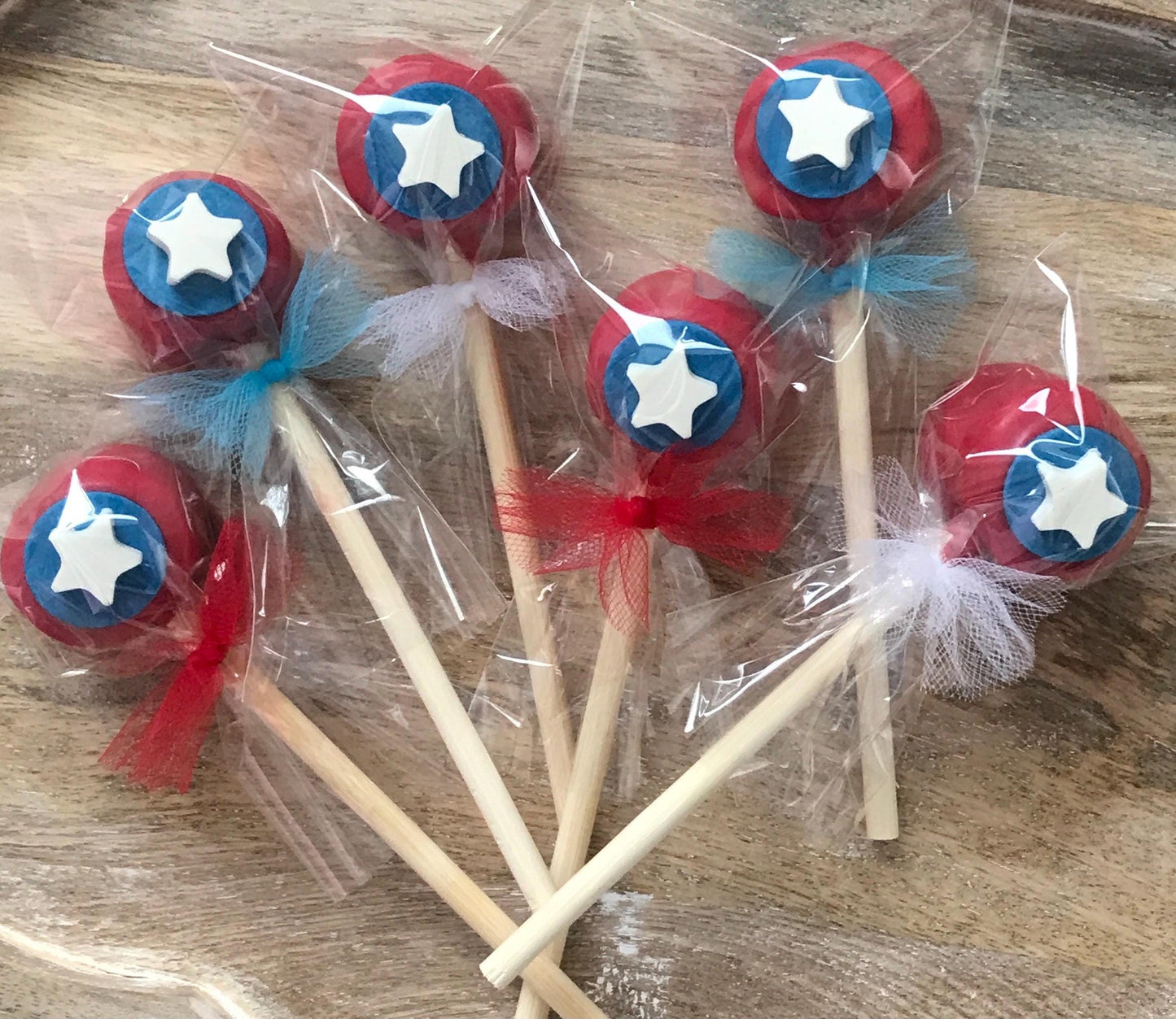 America Shield Marshmallow Pops - Patriotic Party Treats