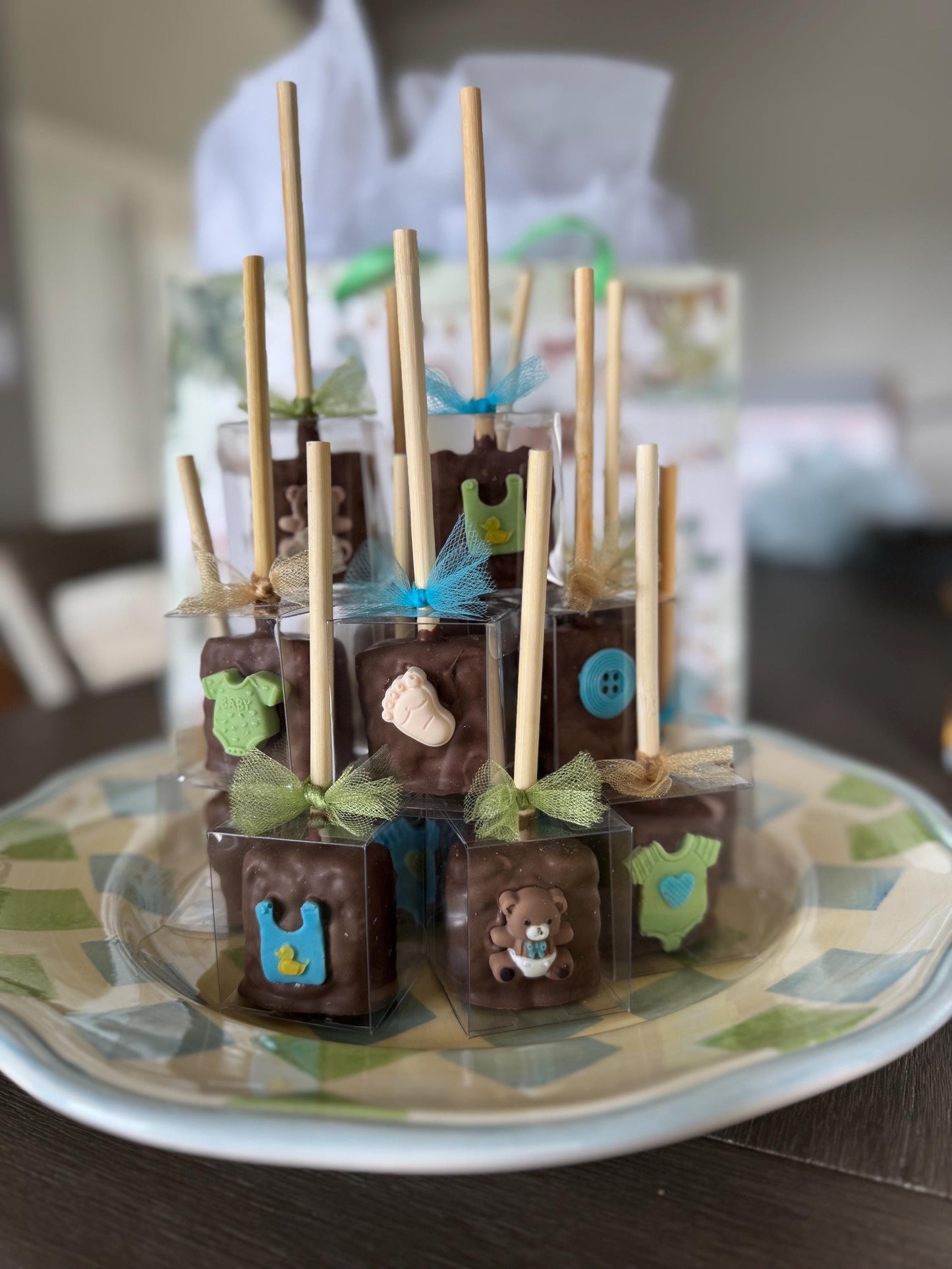Baby Shower Rice Krispie Pops - Custom Chocolate Party Favors