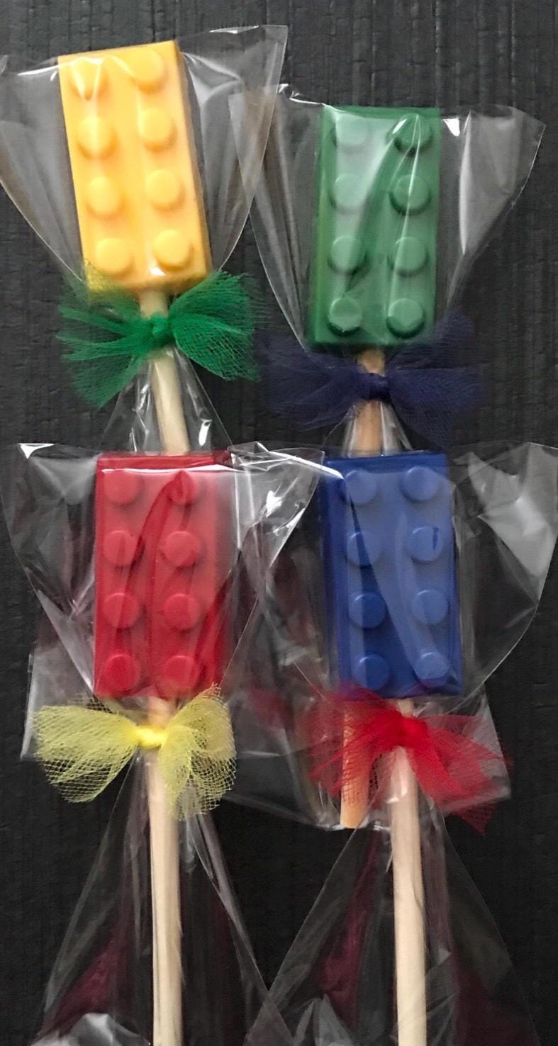 Chocolate Building Block Suckers - Brick People Party Favors