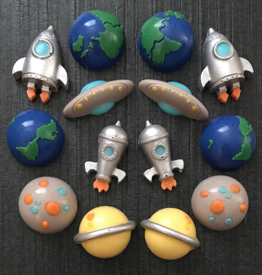 Chocolate Planets, Rockets & UFOs - Space Party (14 Pack)