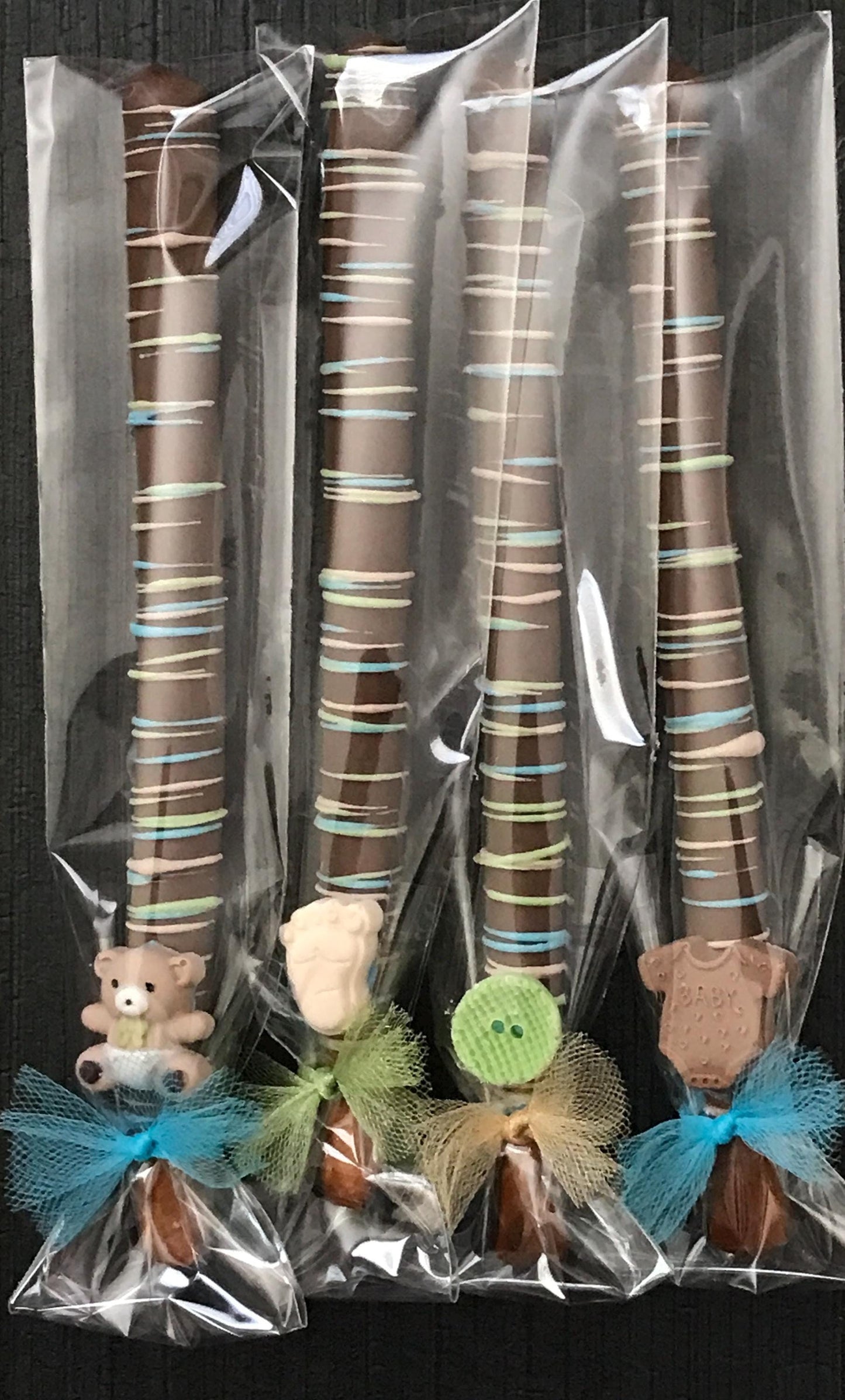 Custom Baby Shower Chocolate Pretzel Rods - Party Favors