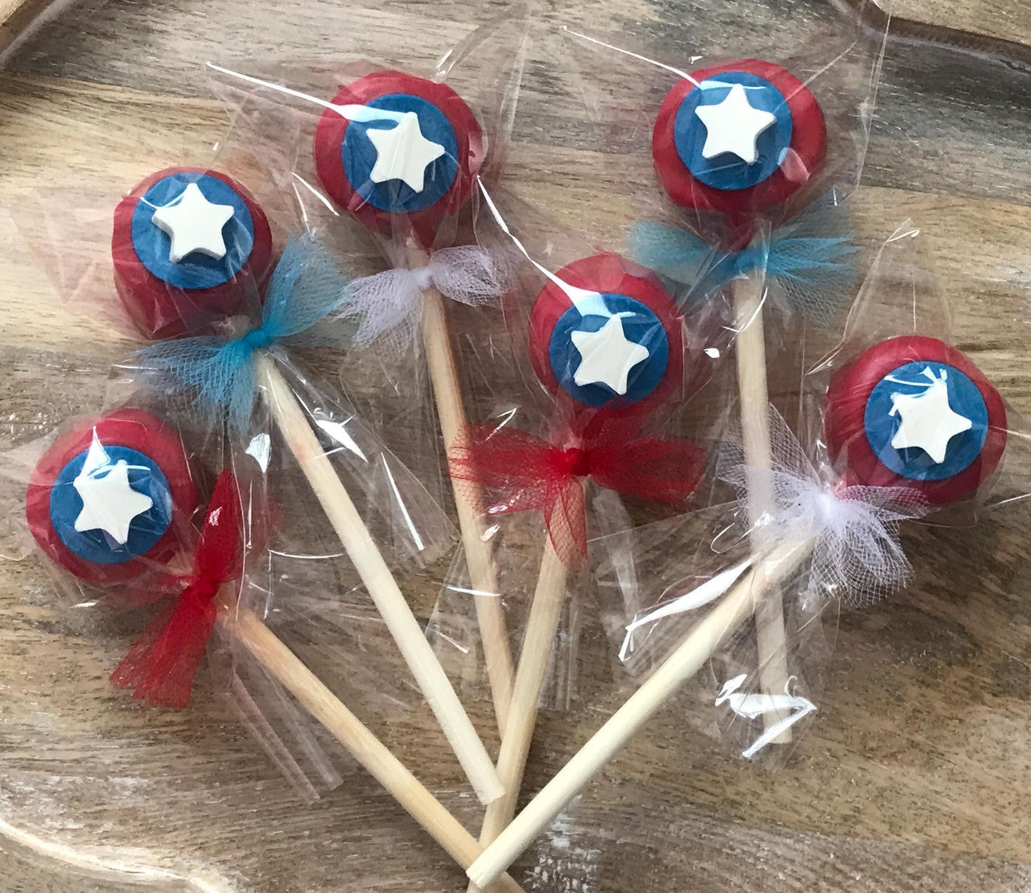 America Shield Marshmallow Pops - Patriotic Party Treats