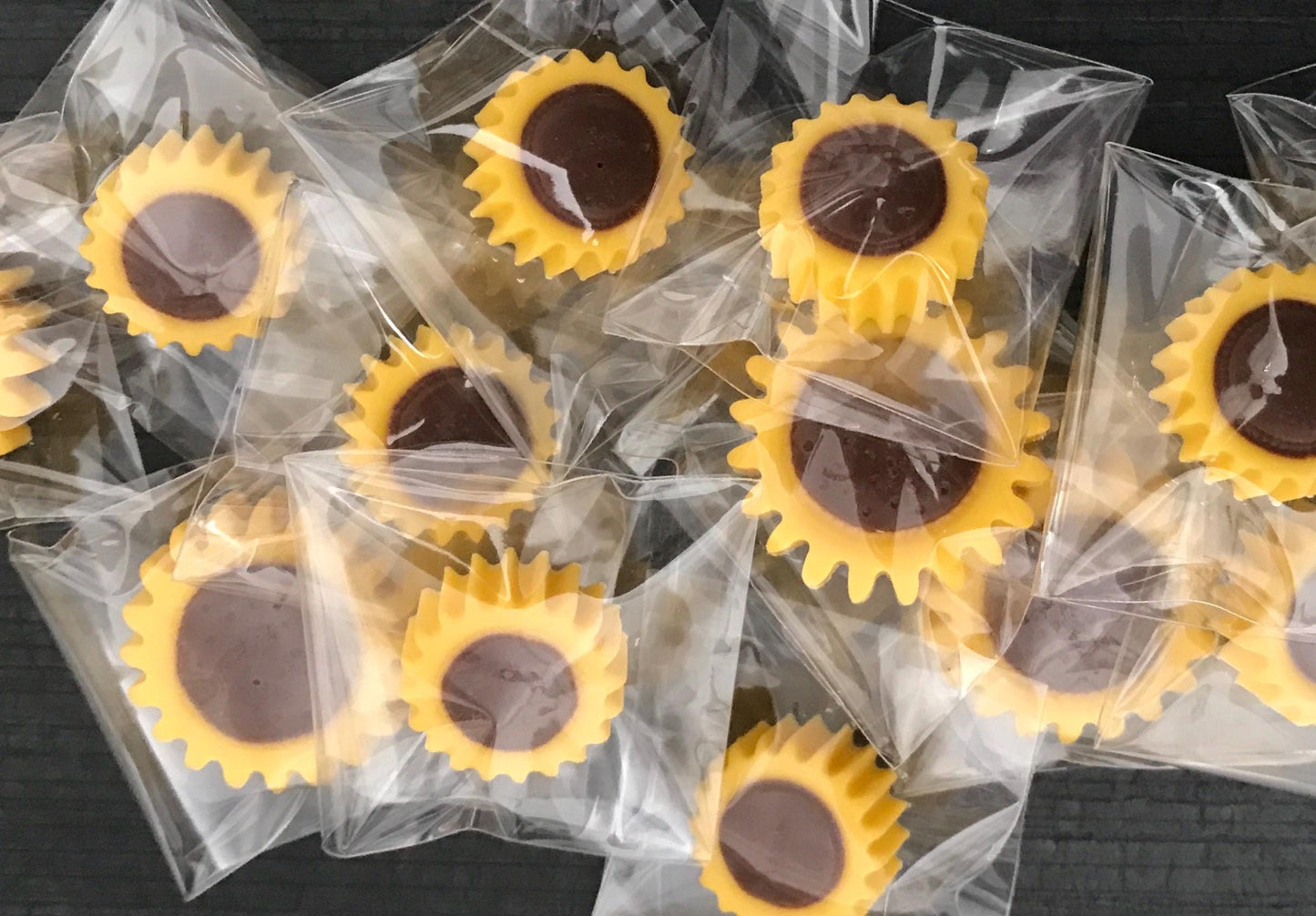 Chocolate Sunflowers 12 Pack - Fall Cake Toppers & Party Favors