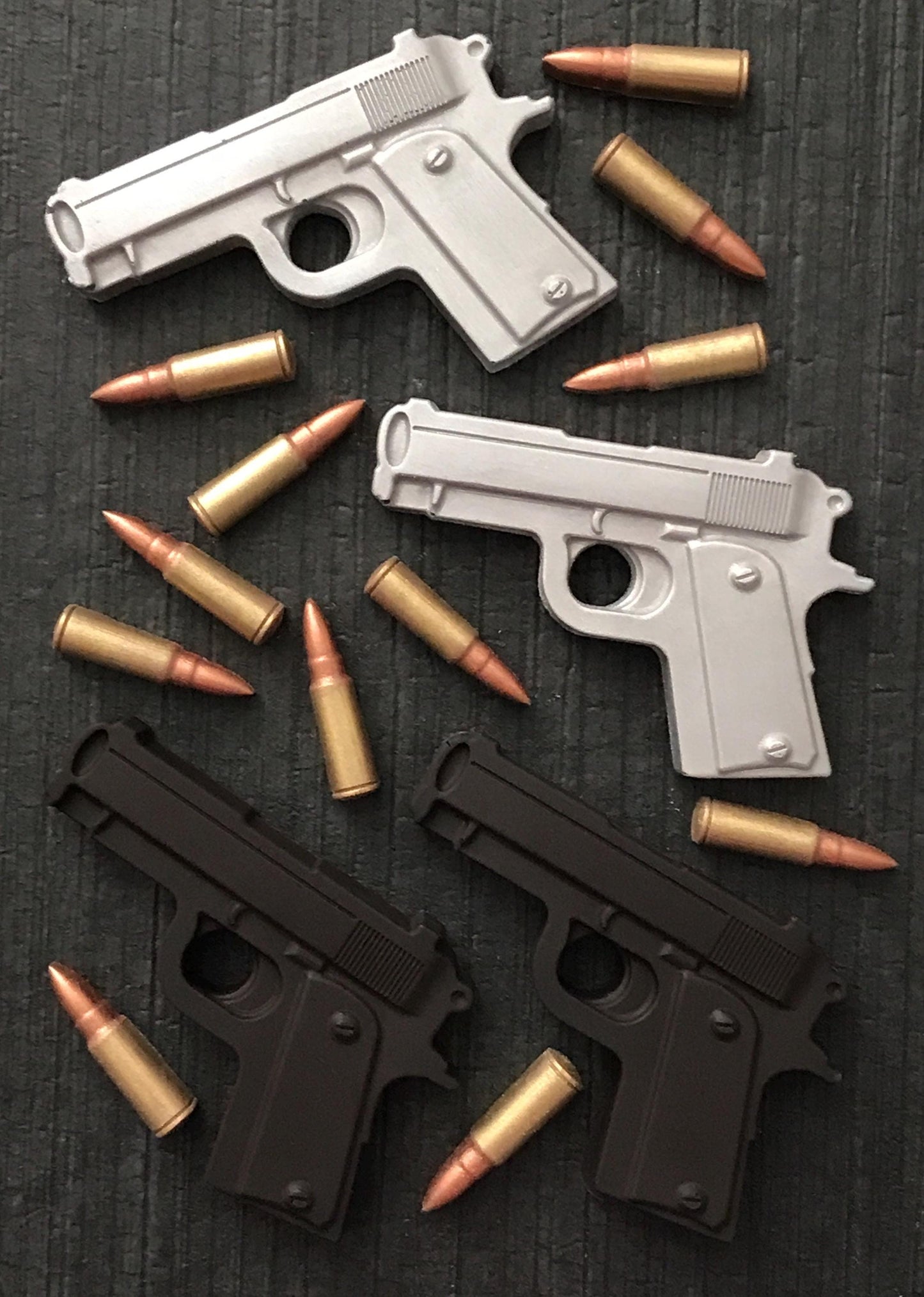Chocolate Glock & Ammo - Gun Cake Toppers (8 Piece Set)
