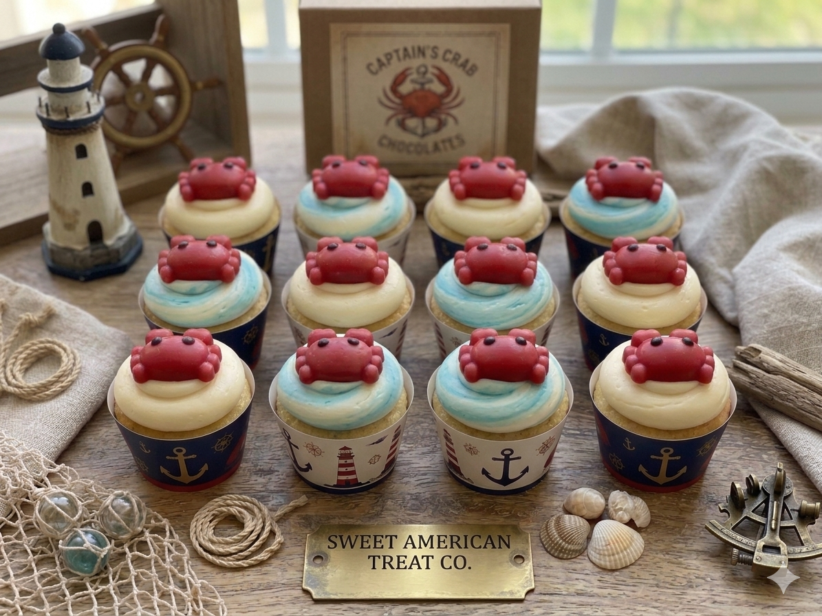 Chocolate Crabs | Box of 24 Individually Wrapped Chocolate Crabs | Crab Cupcake Toppers | Chocolate Crab Gift