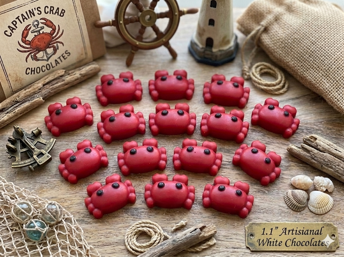 Chocolate Crabs | Box of 24 Individually Wrapped Chocolate Crabs | Crab Cupcake Toppers | Chocolate Crab Gift