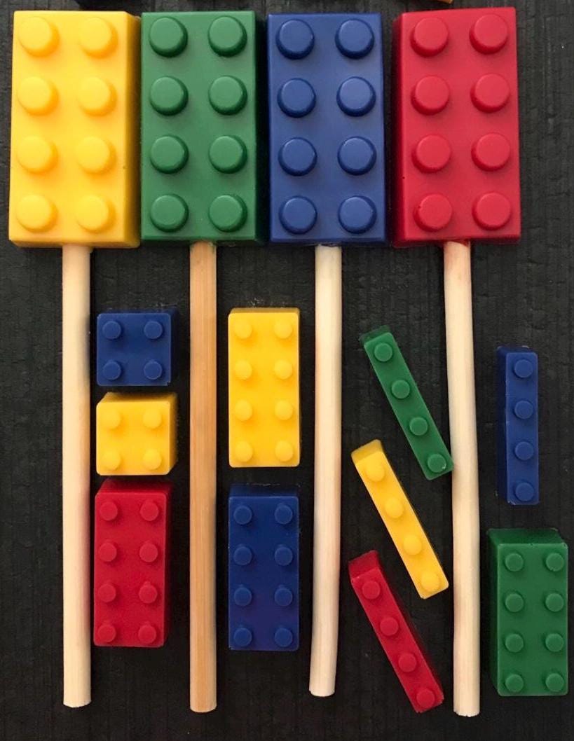 Chocolate Building Block Suckers - Brick People Party Favors