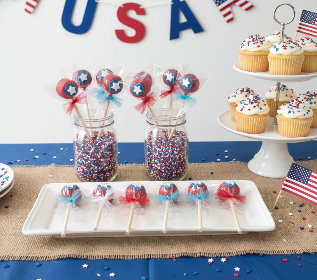 America Shield Marshmallow Pops Party Favors