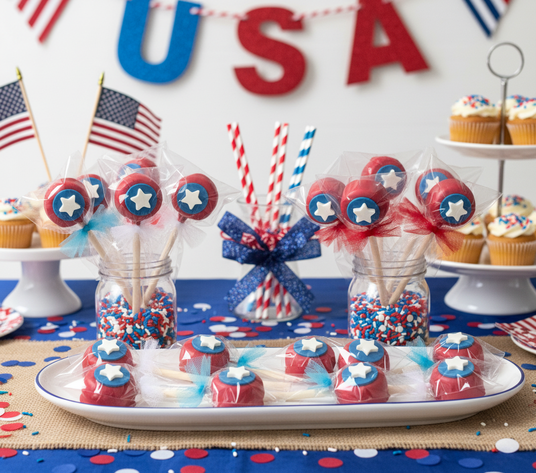 America Shield Marshmallow Pops Patriotic Display