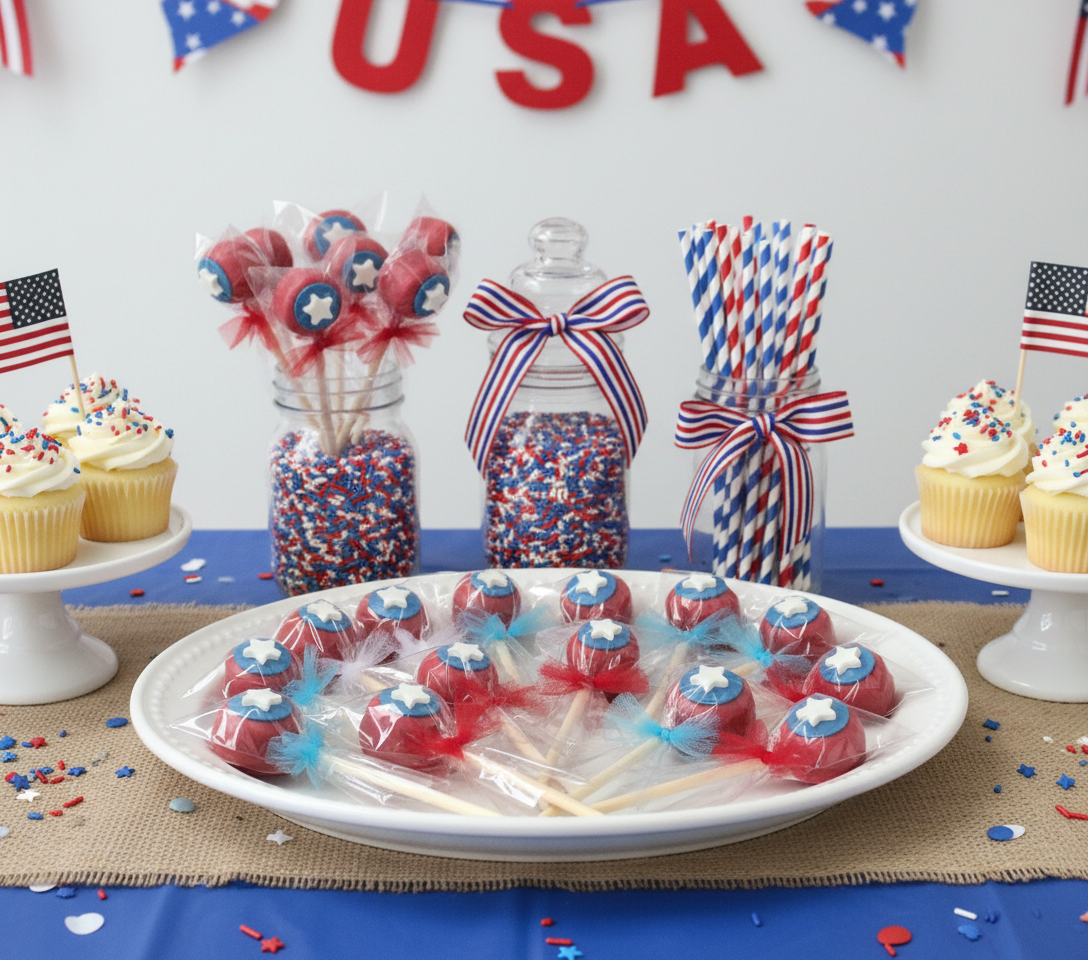 America Shield Marshmallow Pops Superhero Party