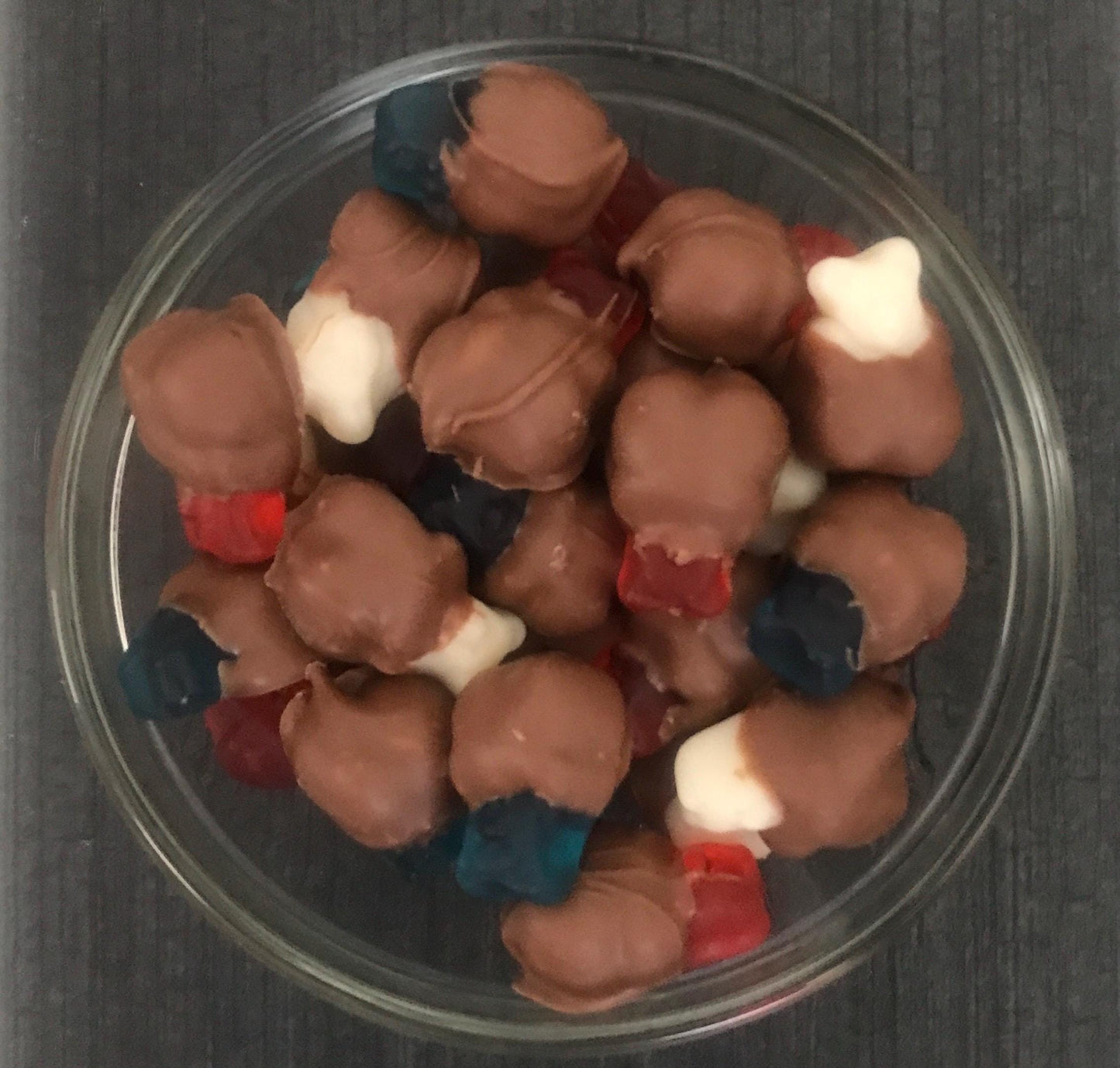 Red White Blue Chocolate Dipped Gummy Bears - Patriotic Treats