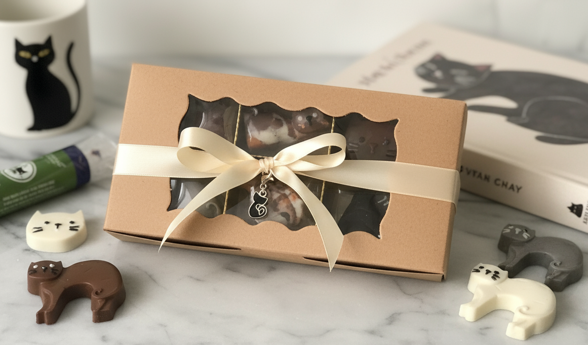 Chocolate Cats Gift Display - Brown Grey Black White