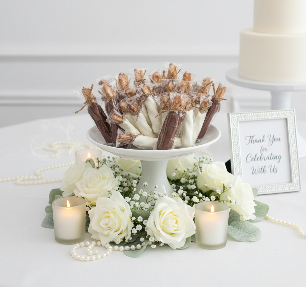Chocolate Covered Mini Pretzel Rods 12 Pack - Wedding Favors – Sweet ...