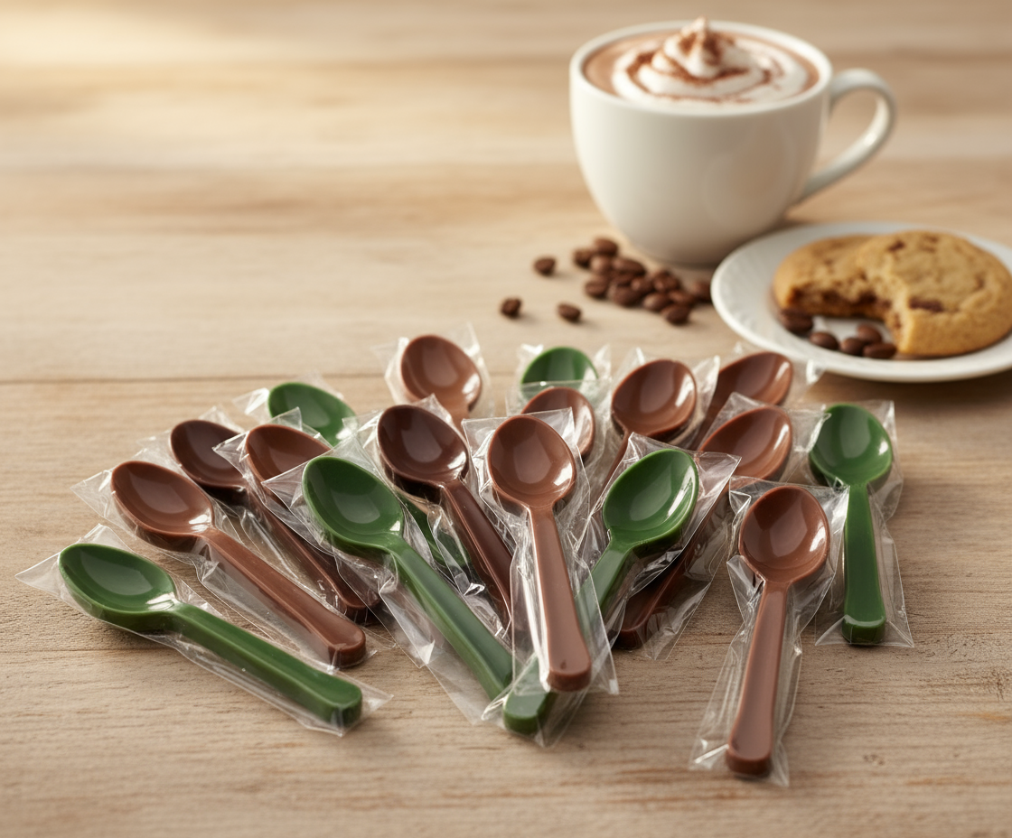 Chocolate Dessert Spoons in elegant setting