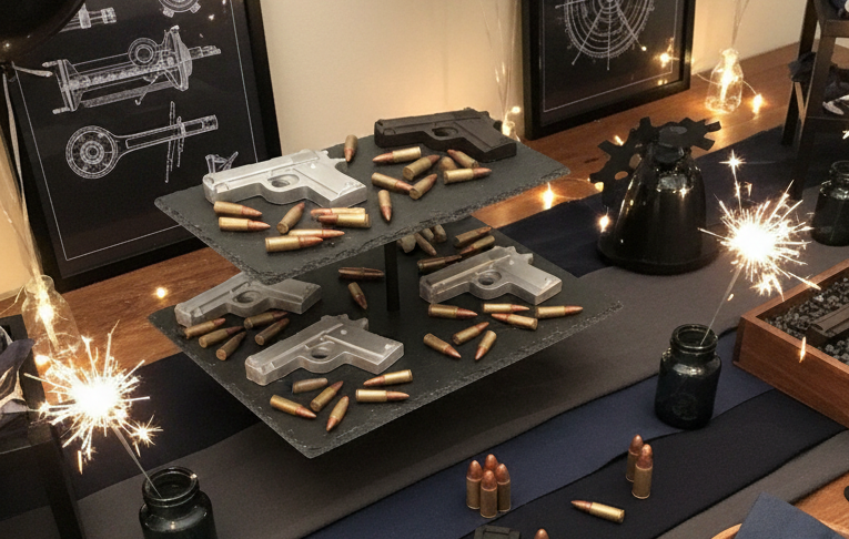 Chocolate Glock & Ammo Party Table