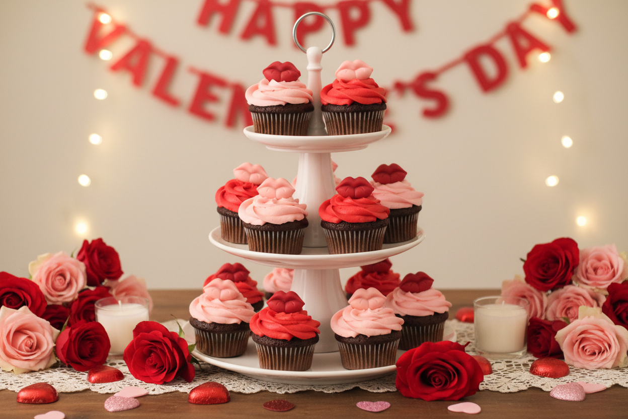 Chocolate Lips Valentine's Cupcakes