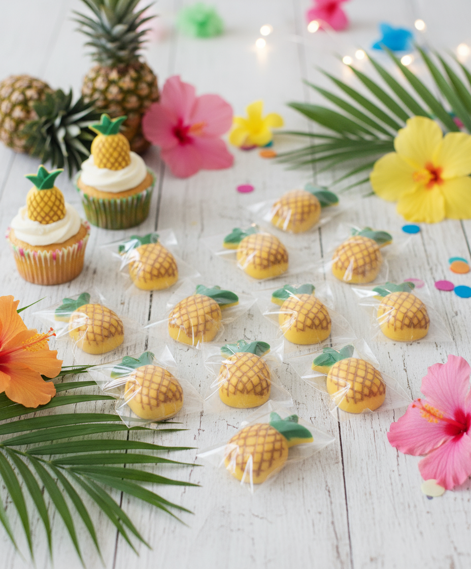 Chocolate Pineapples as cupcake toppers and party favors
