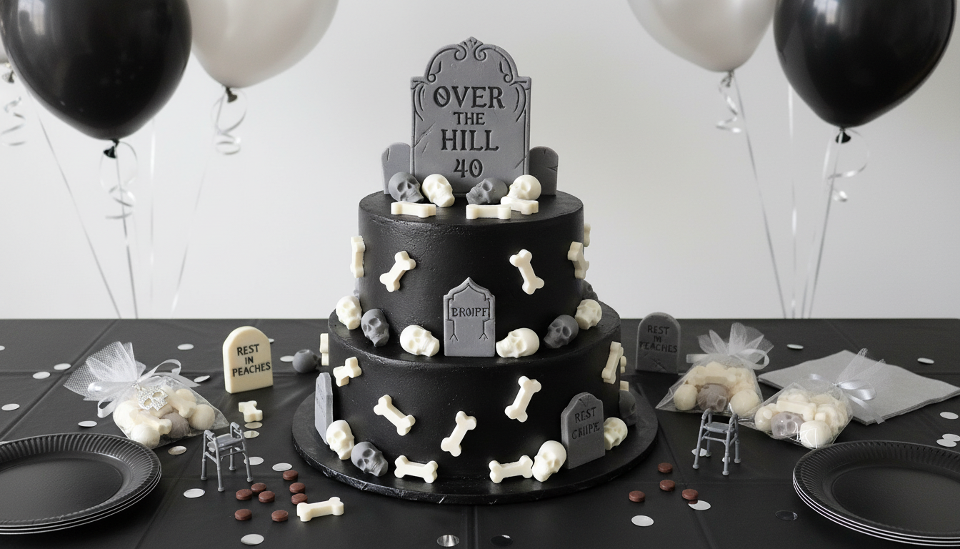 Chocolate Skulls and Bones 40th Birthday Cake