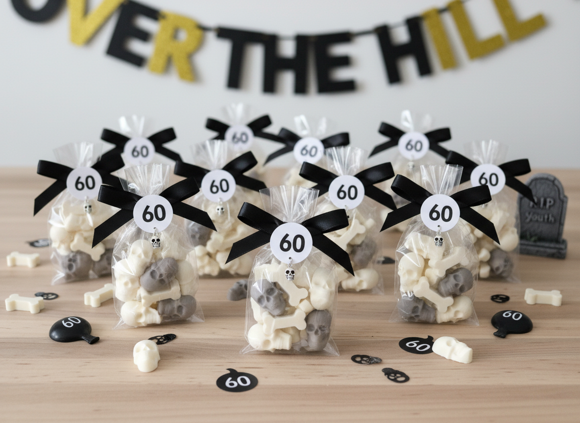 Chocolate Skulls and Bones 60th Birthday Favors