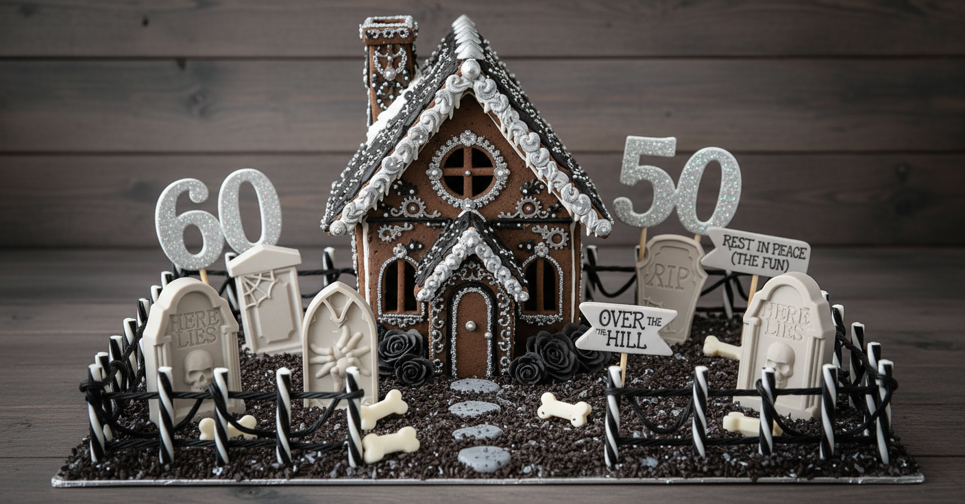 Chocolate Tombstones Over-the-Hill Gingerbread Cemetery