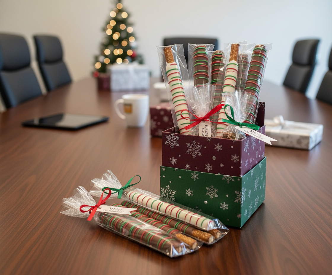 Christmas Chocolate Covered Pretzel Rods Office Gifts