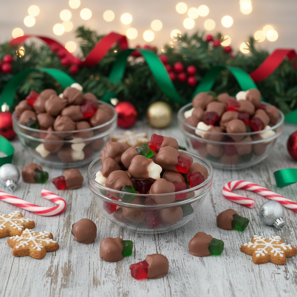 Christmas Chocolate Dipped Gummy Bears Holiday Treats