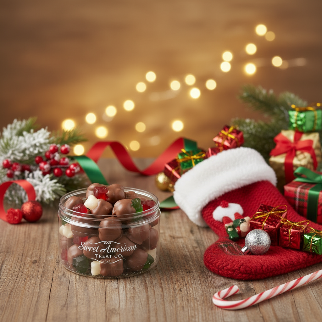 Christmas Chocolate Dipped Gummy Bears Stocking Stuffers