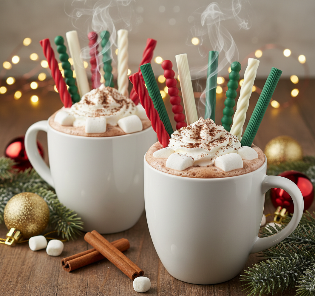 Christmas Chocolate Sticks in Hot Chocolate