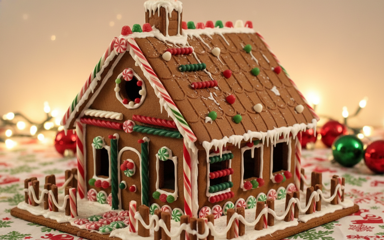 Christmas Chocolate Sticks on Gingerbread House