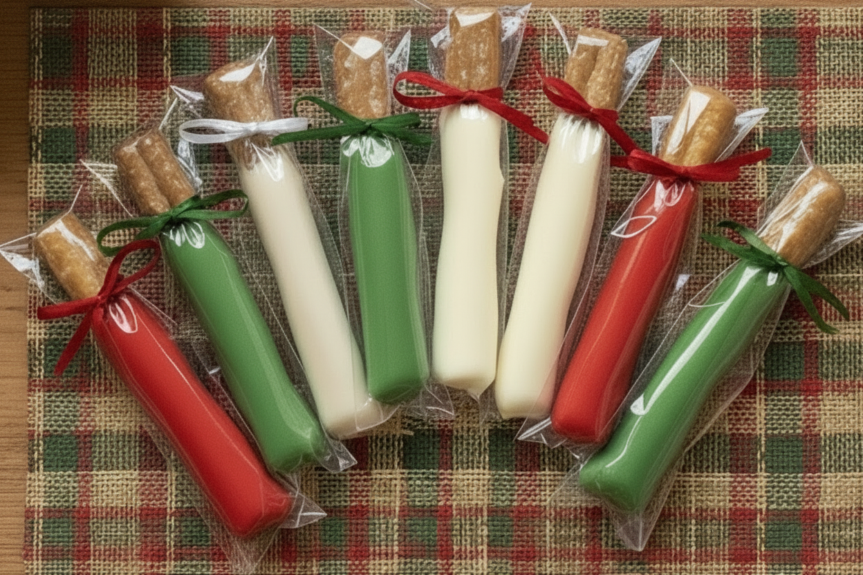 Christmas Pretzel Rods - Festive Flat Lay
